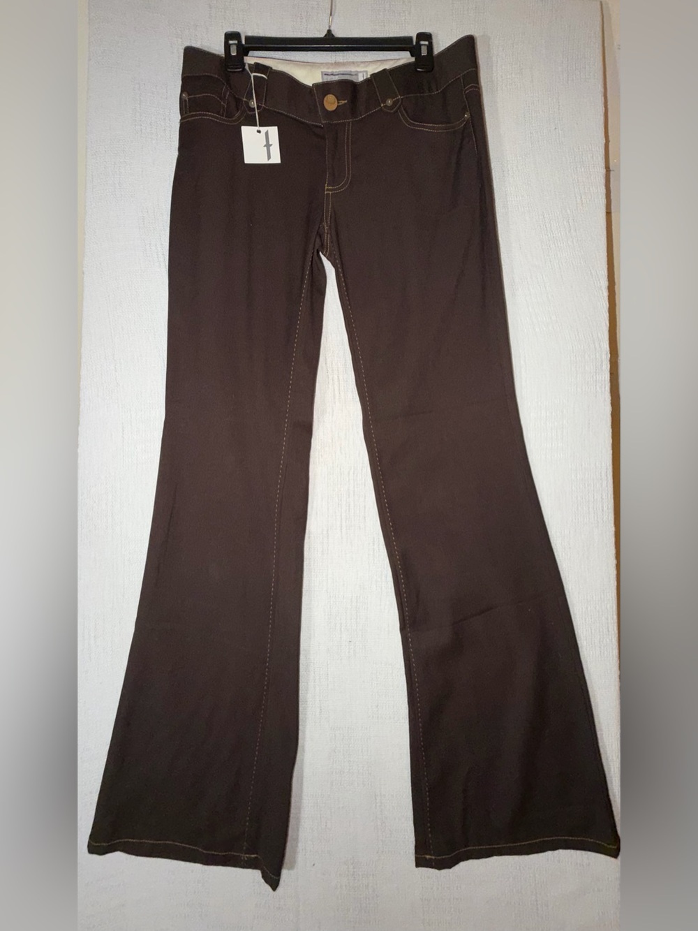 Y2K Bishop of Seventh Thompson Bordeaux Wide Leg Flare Pants Brown 29
